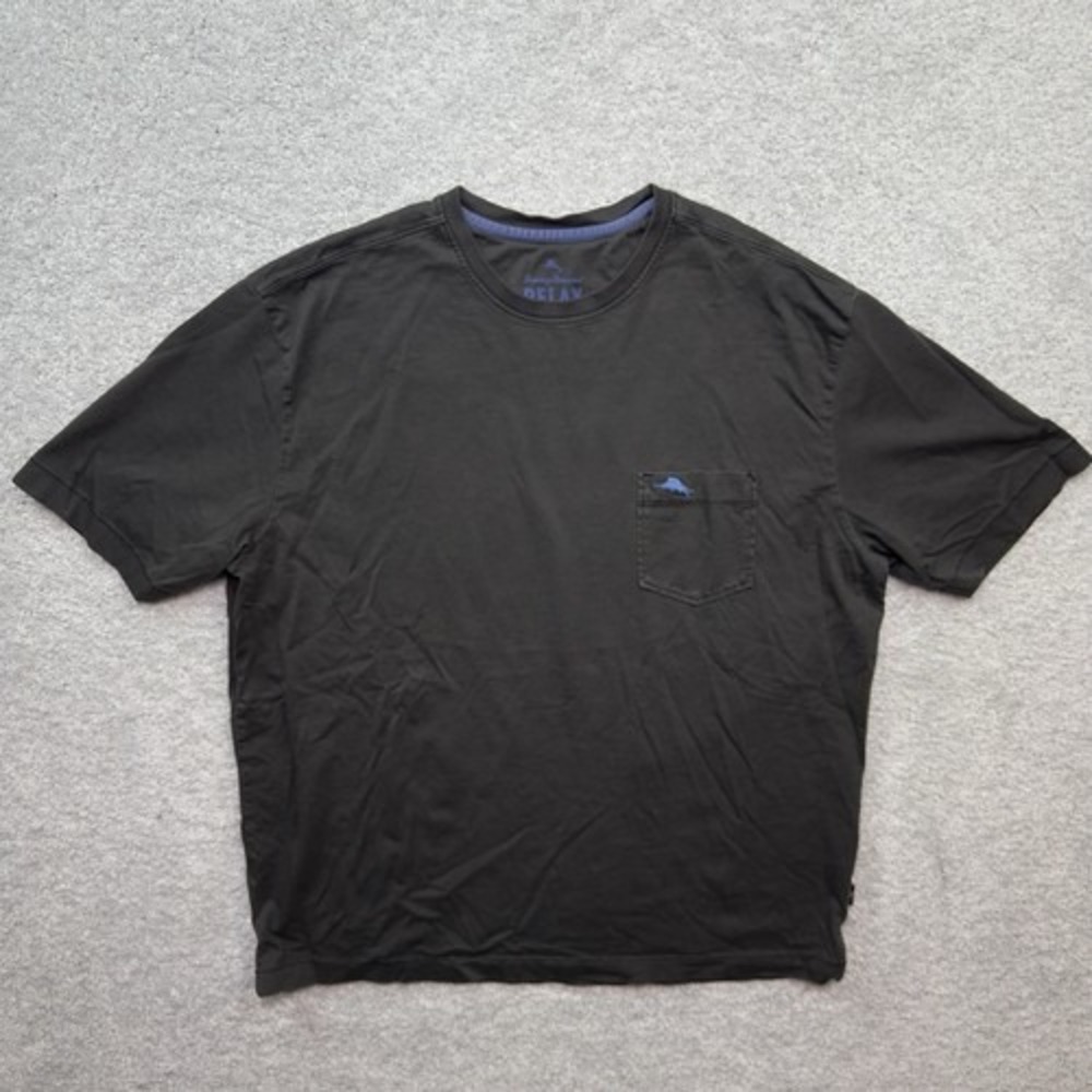 Tommy Bahama Relax T-Shirt Men's Large Black Pima Cotton Pocket Tee Short Sleeve